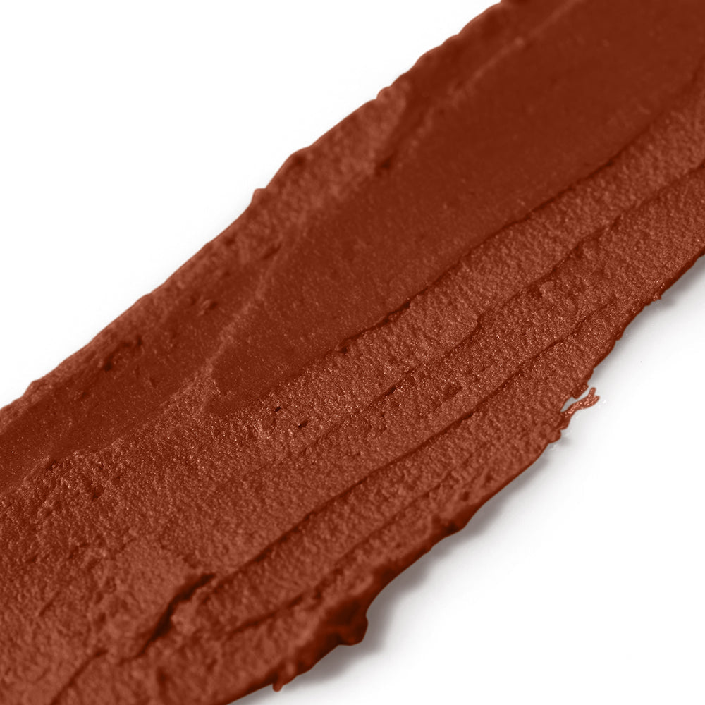 Close-up of a 'cherry' makeup swatch on a white background