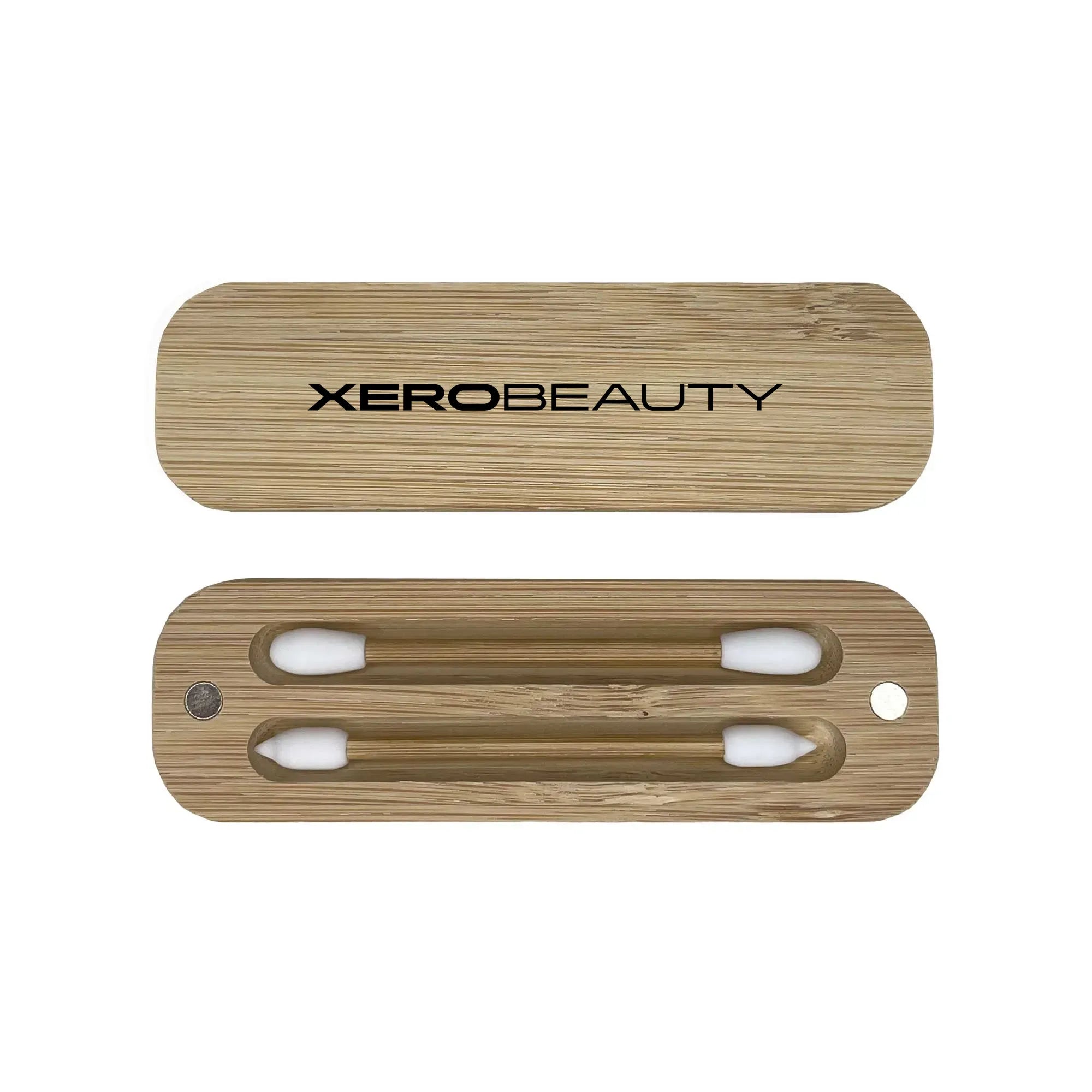 Xerobeauty bamboo applicators in a magnetic case on a white background