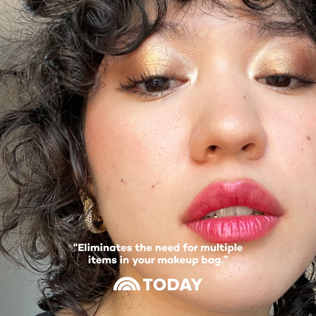 Close-up of a person with makeup, featuring text and the TODAY logo.