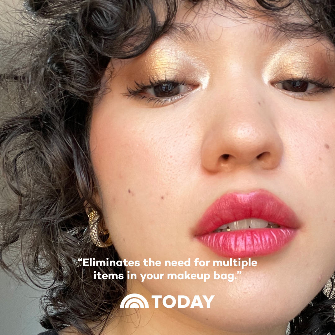 Close-up of a person with makeup, featuring text and the TODAY logo.