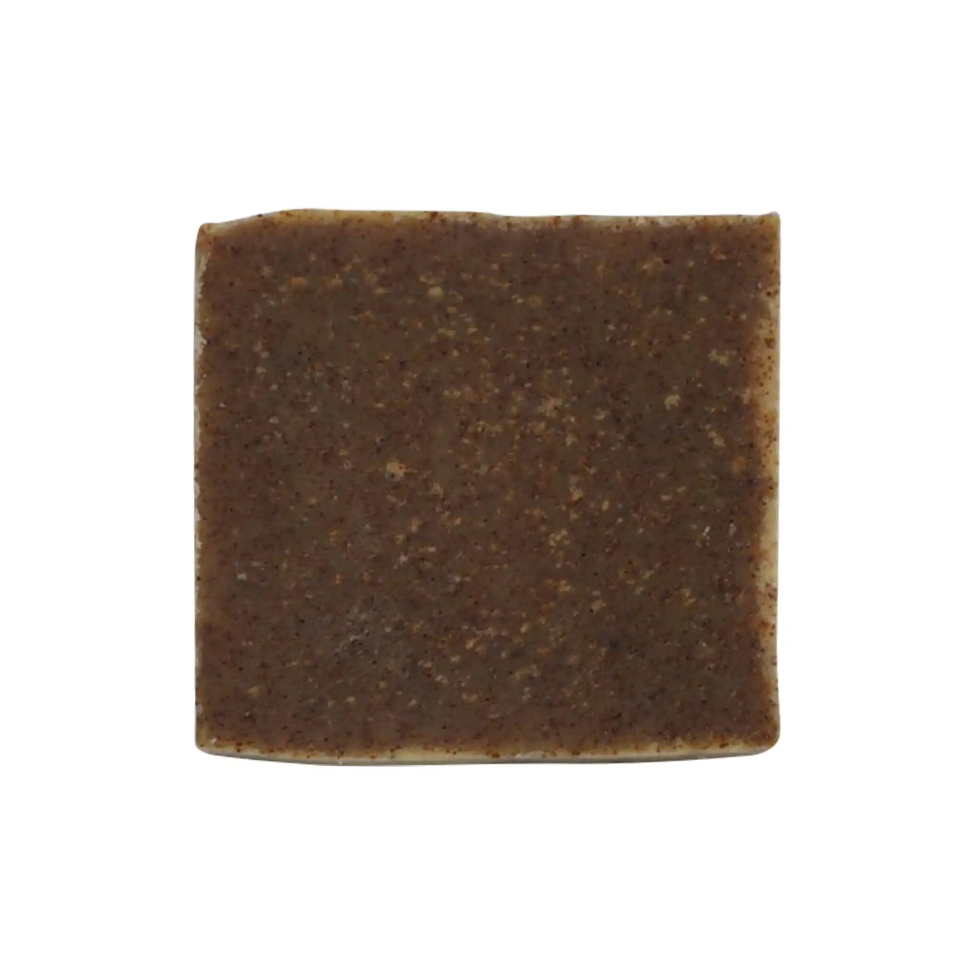 Brown textured soap bar a white background