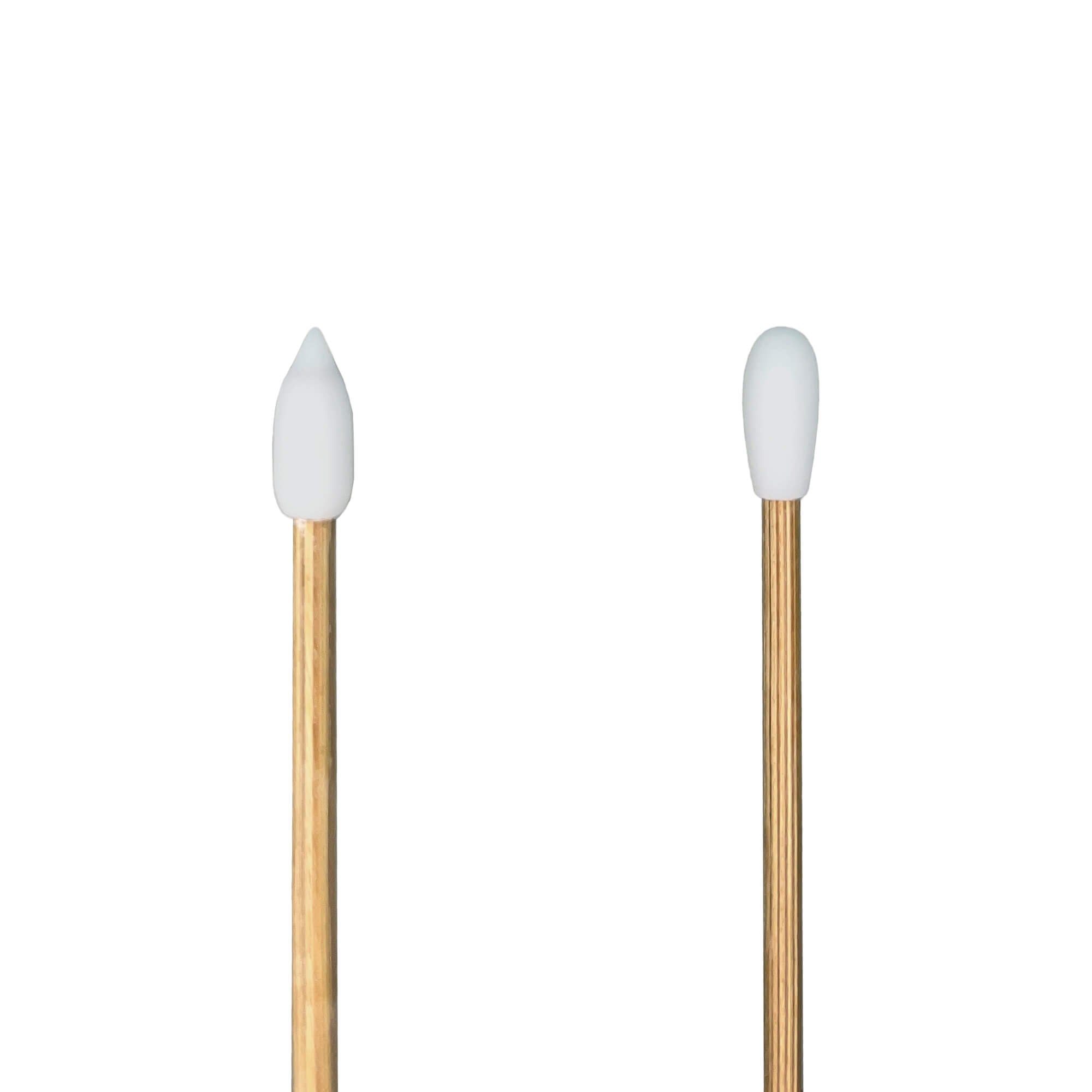 Two silicone swabs with bamboo  handles on a white background