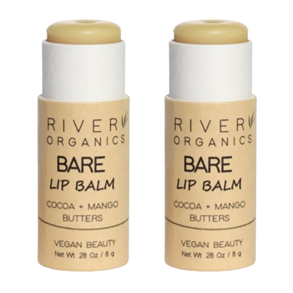 Two River Organics Bare Lip Balm sticks on a white background