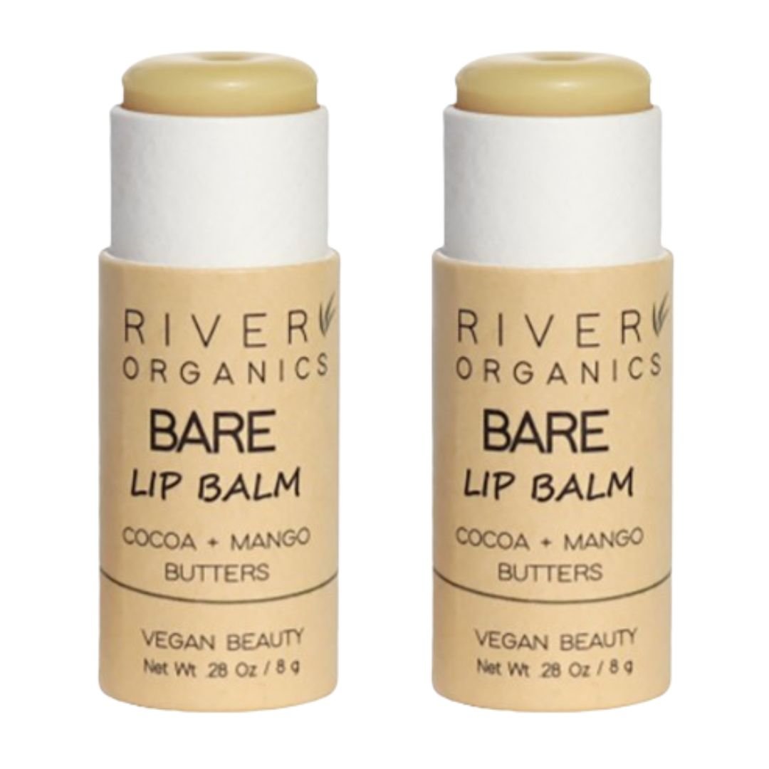 Two River Organics Bare Lip Balm sticks on a white background