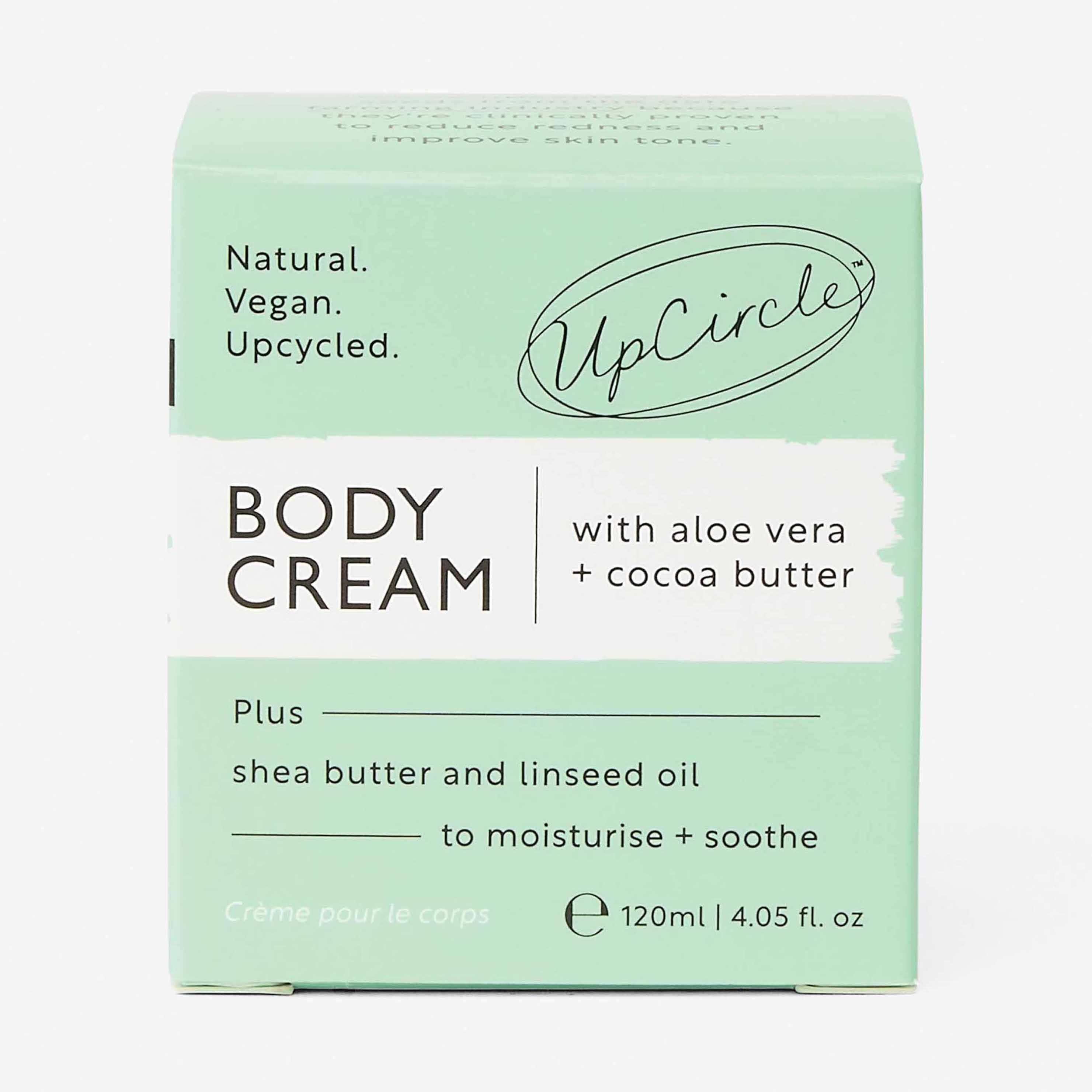 UpCircle body cream packaging on a white background