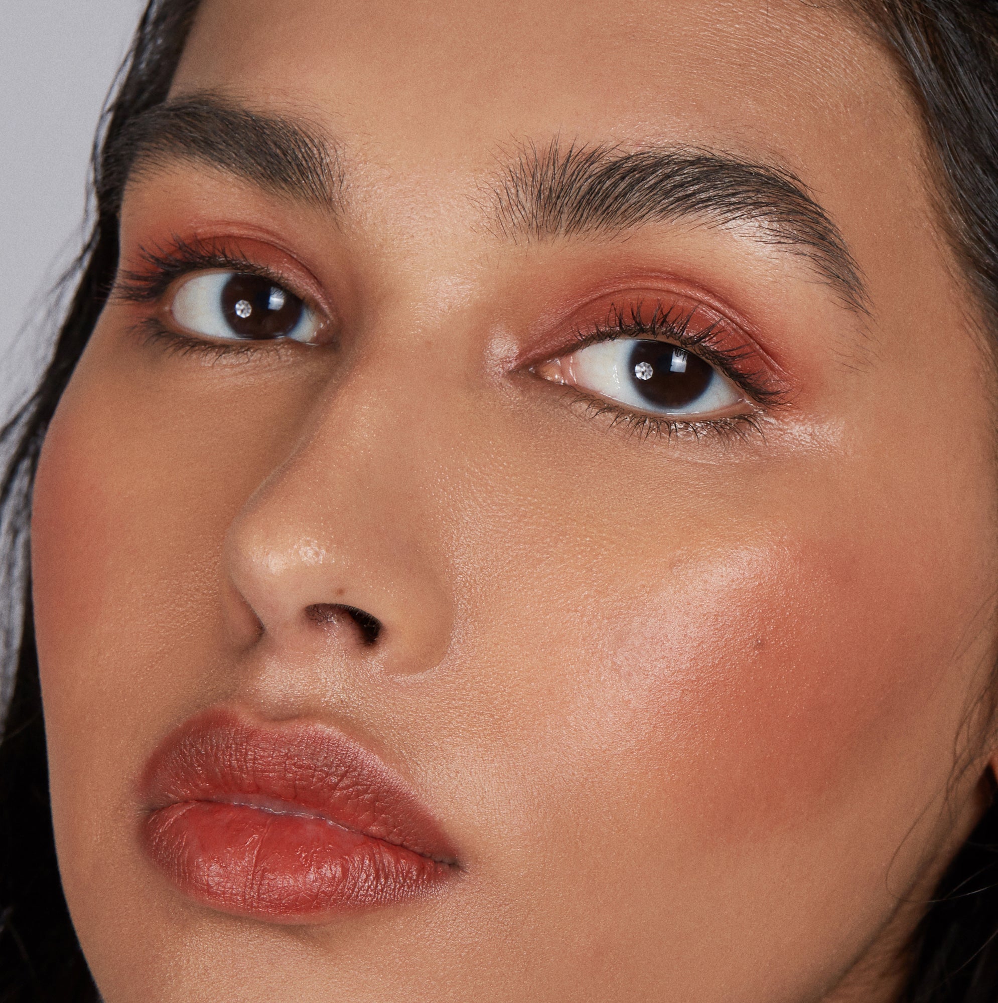 Close-up of a person's face with makeup on