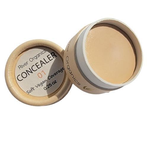River Organics concealer container with open lid on a white background