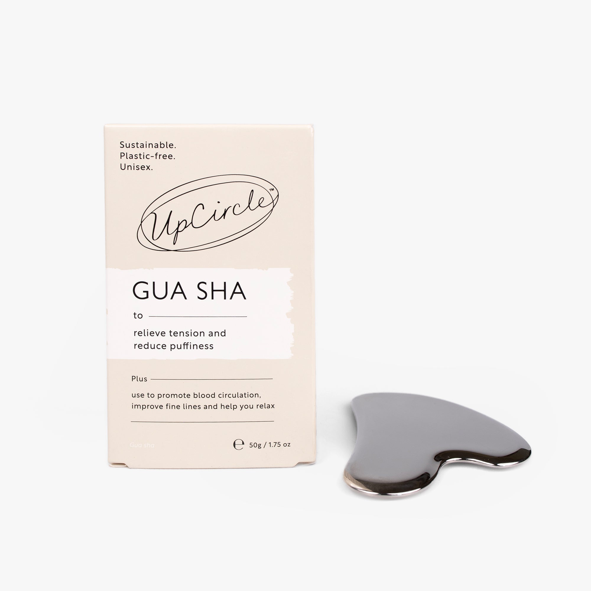 UpCircle Gua Sha tool and packaging on a white background