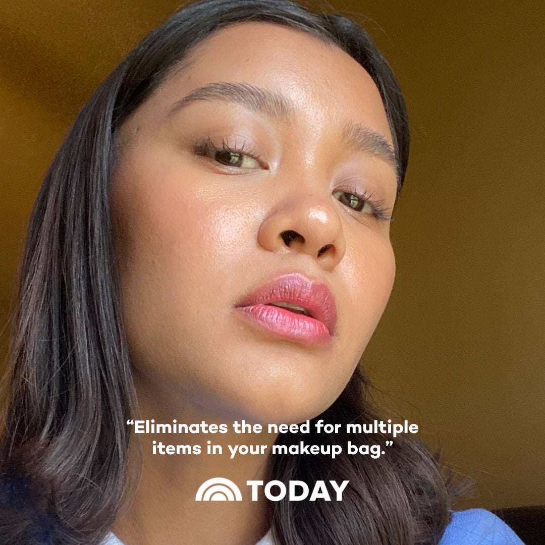 Woman with makeup looking into the camera, with a quote and 'TODAY' logo.