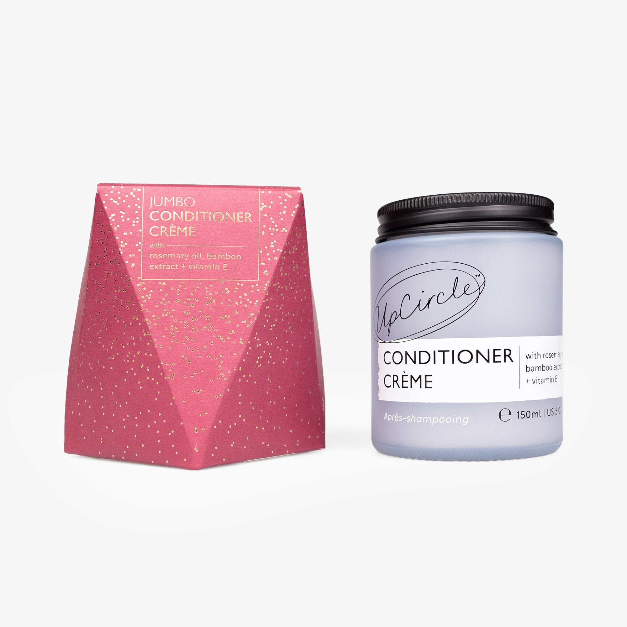 UpCircle conditioner crème jar with pink packaging on a white background