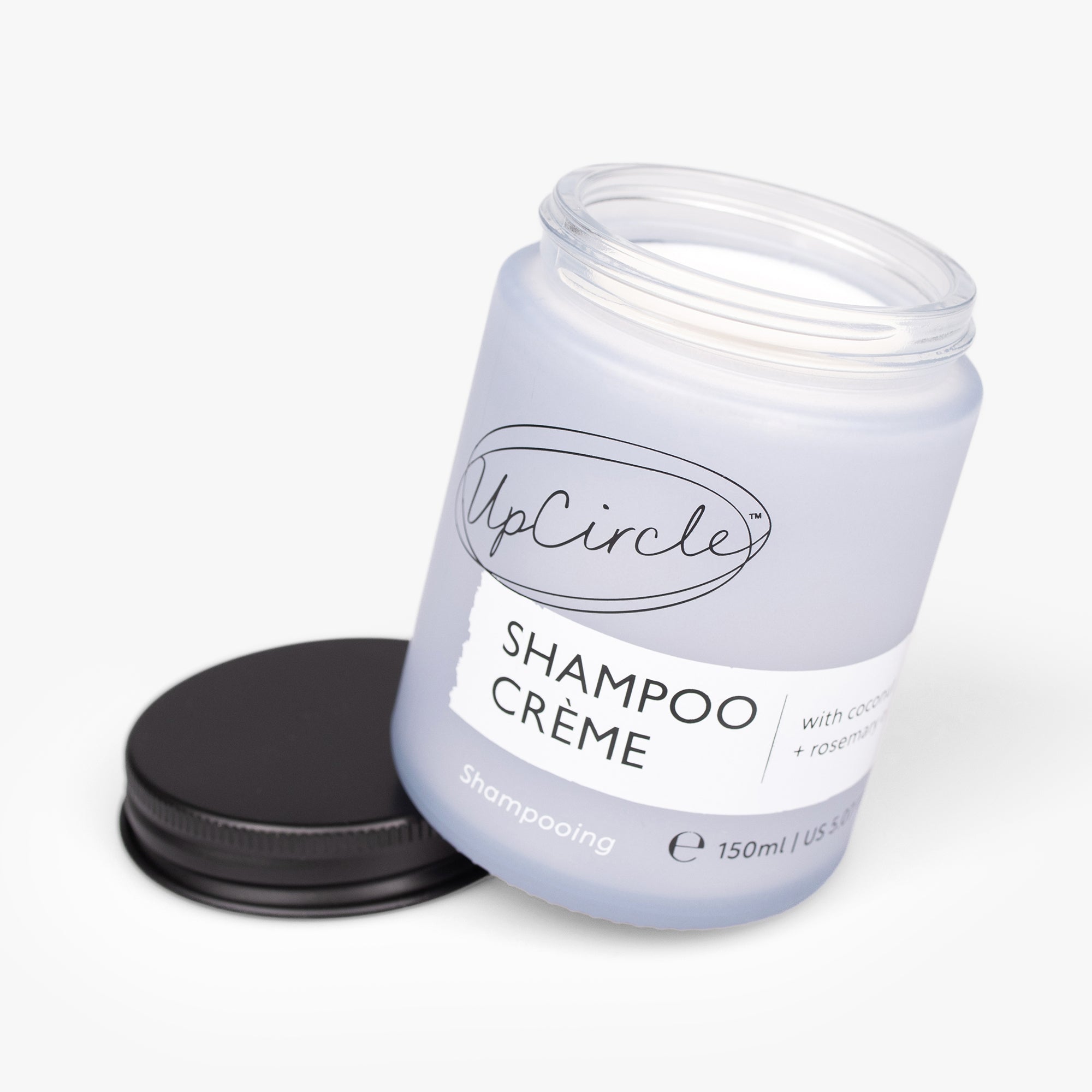 Jar of Shampoo Creme with 'UpCircle' branding on a white background