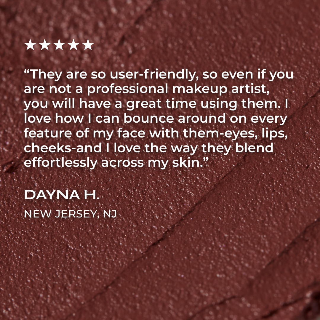 Product review on a brown textured background with five stars.