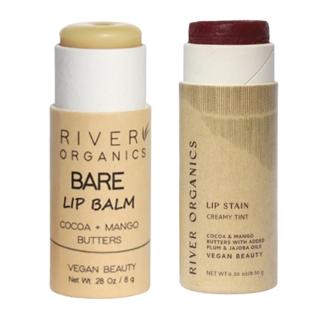 Two lip products from River Organics on a white background
