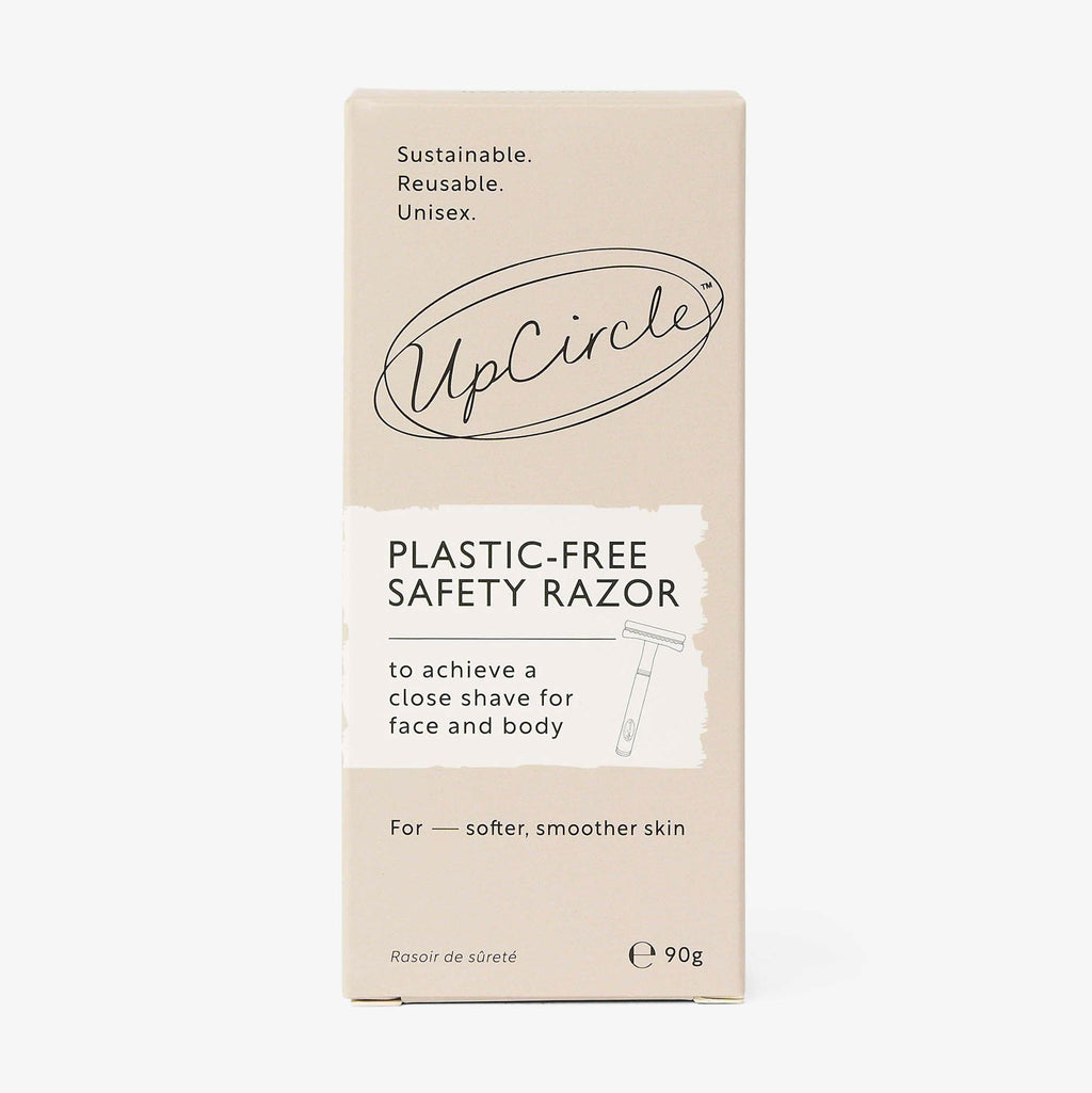 UpCircle plastic-free safety razor packaging on a white background