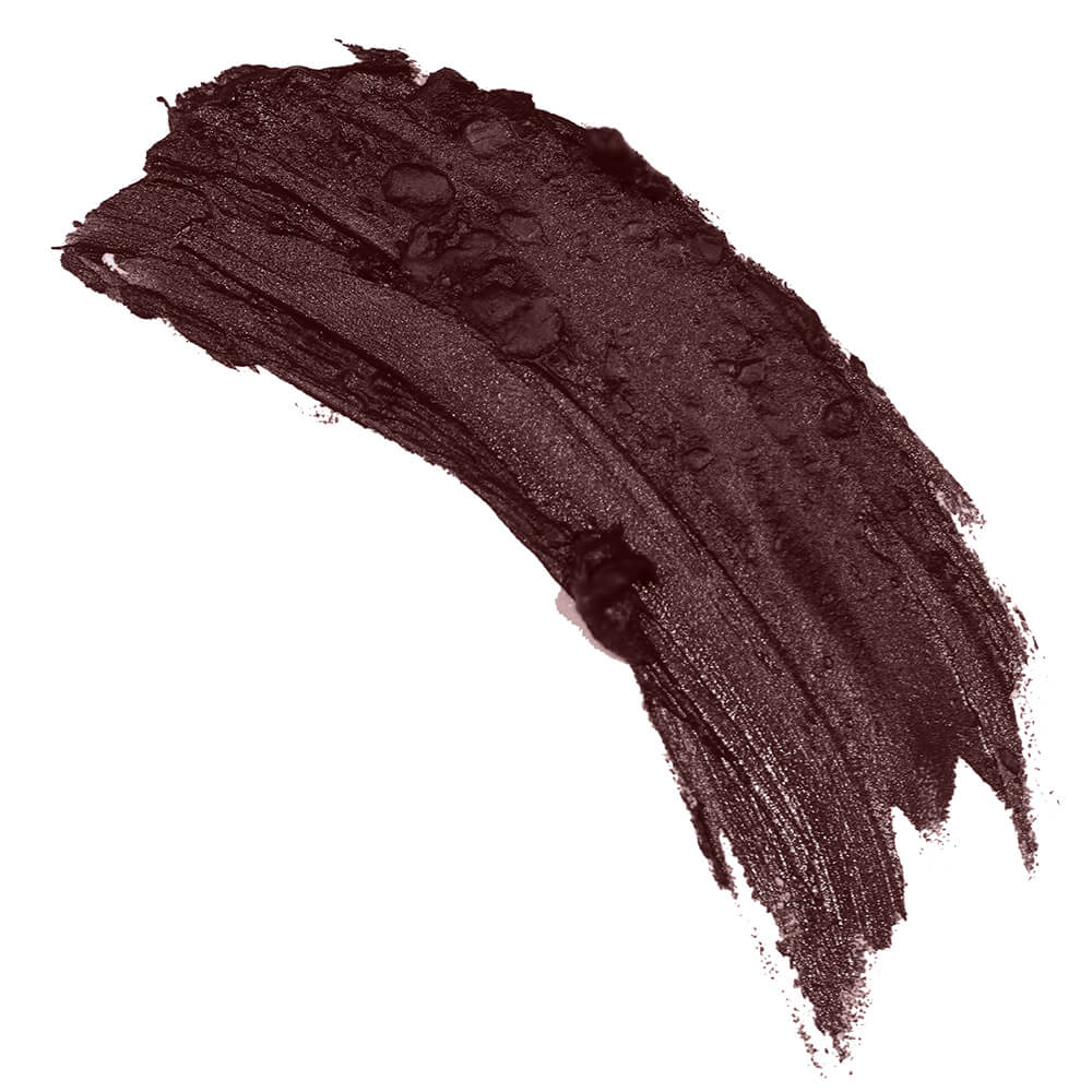 Dark brown makeup swatch on a white background