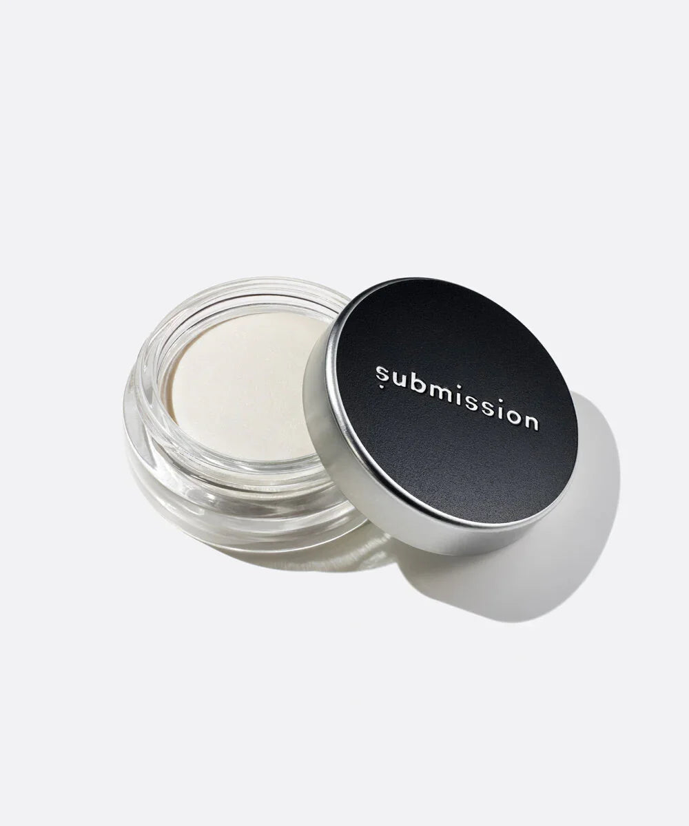 White highlighter product with 'submission' lid on a white background
