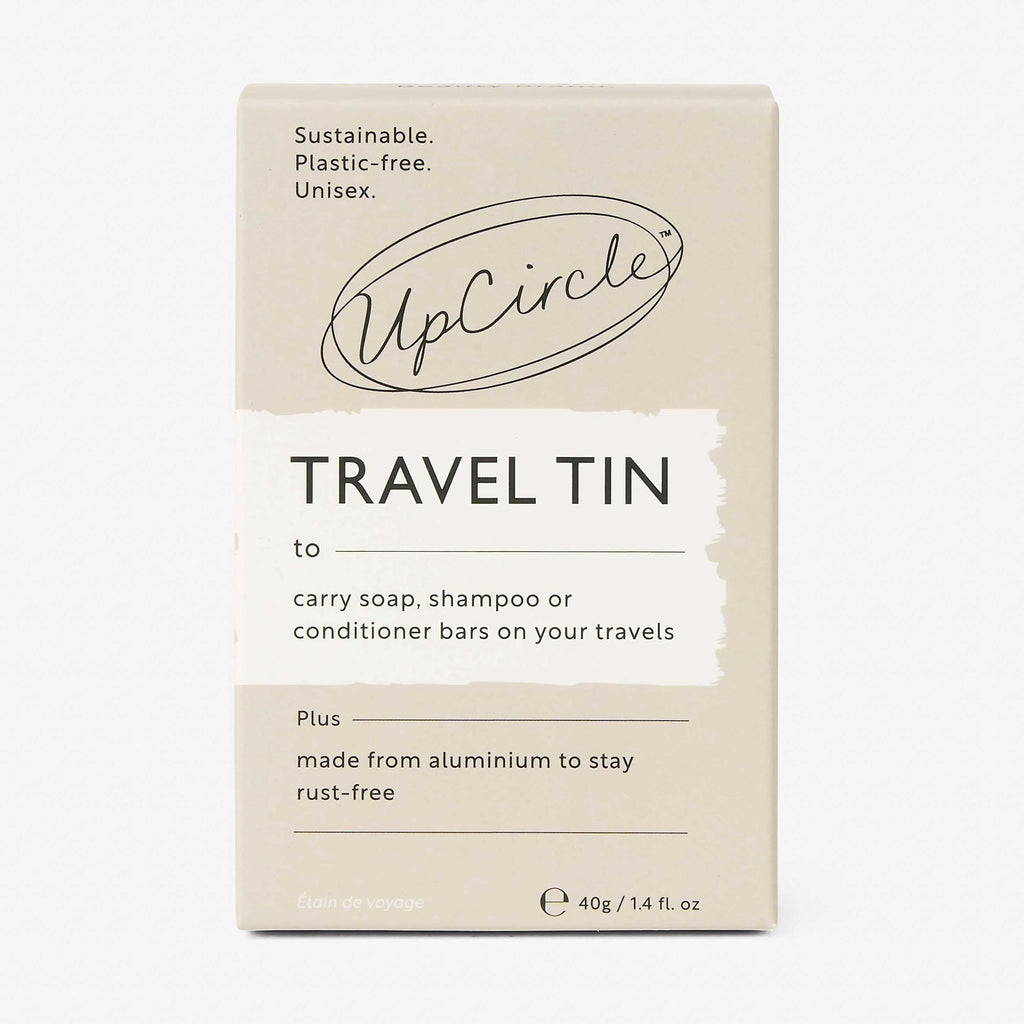 UpCircle travel tin packaging on a white background