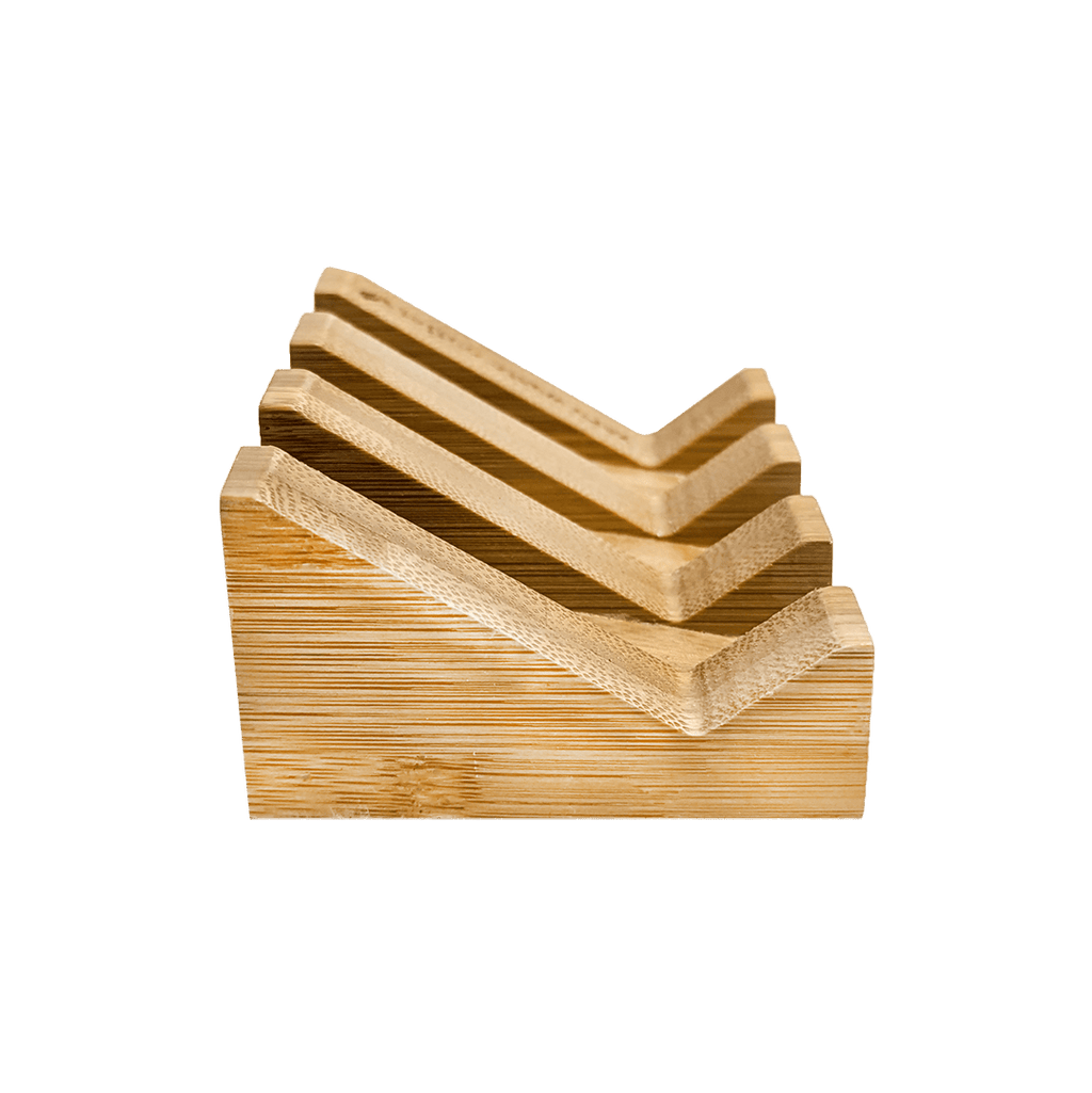 Side view of a bamboo soap dish on a transparent background
