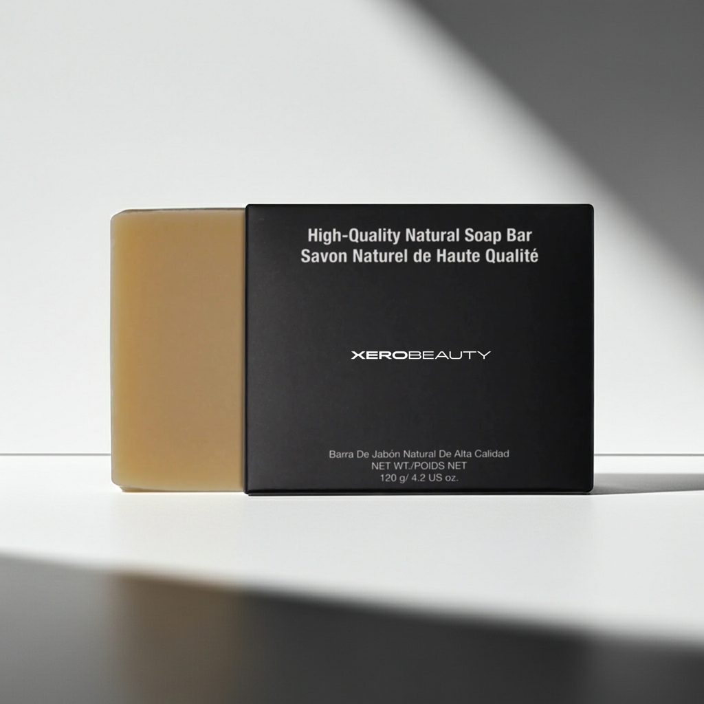 Xero Beauty high-quality natural soap bar with packaging on a white surface