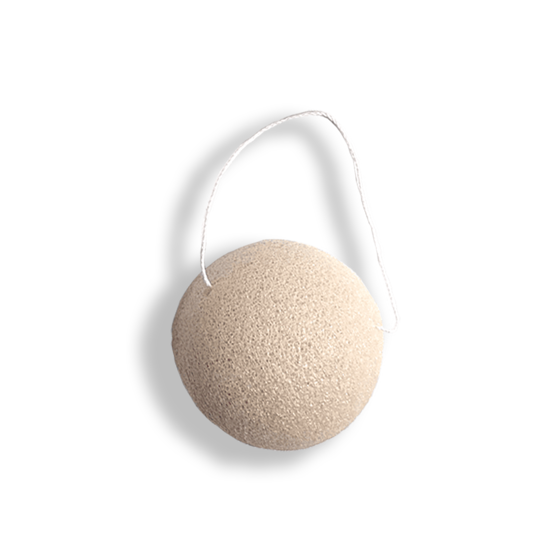 White konjac sponge with white handle on a transparent background