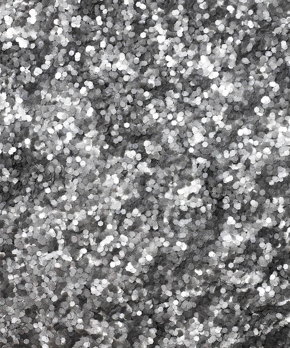 Close-up of silver glitter texture